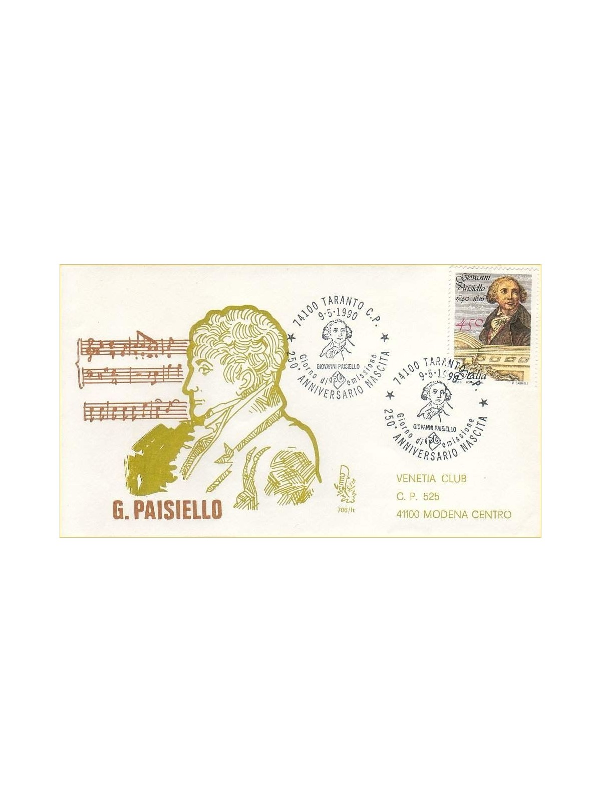 ITALIA 1990 FDC (Venetia) Giovanni Paisiello