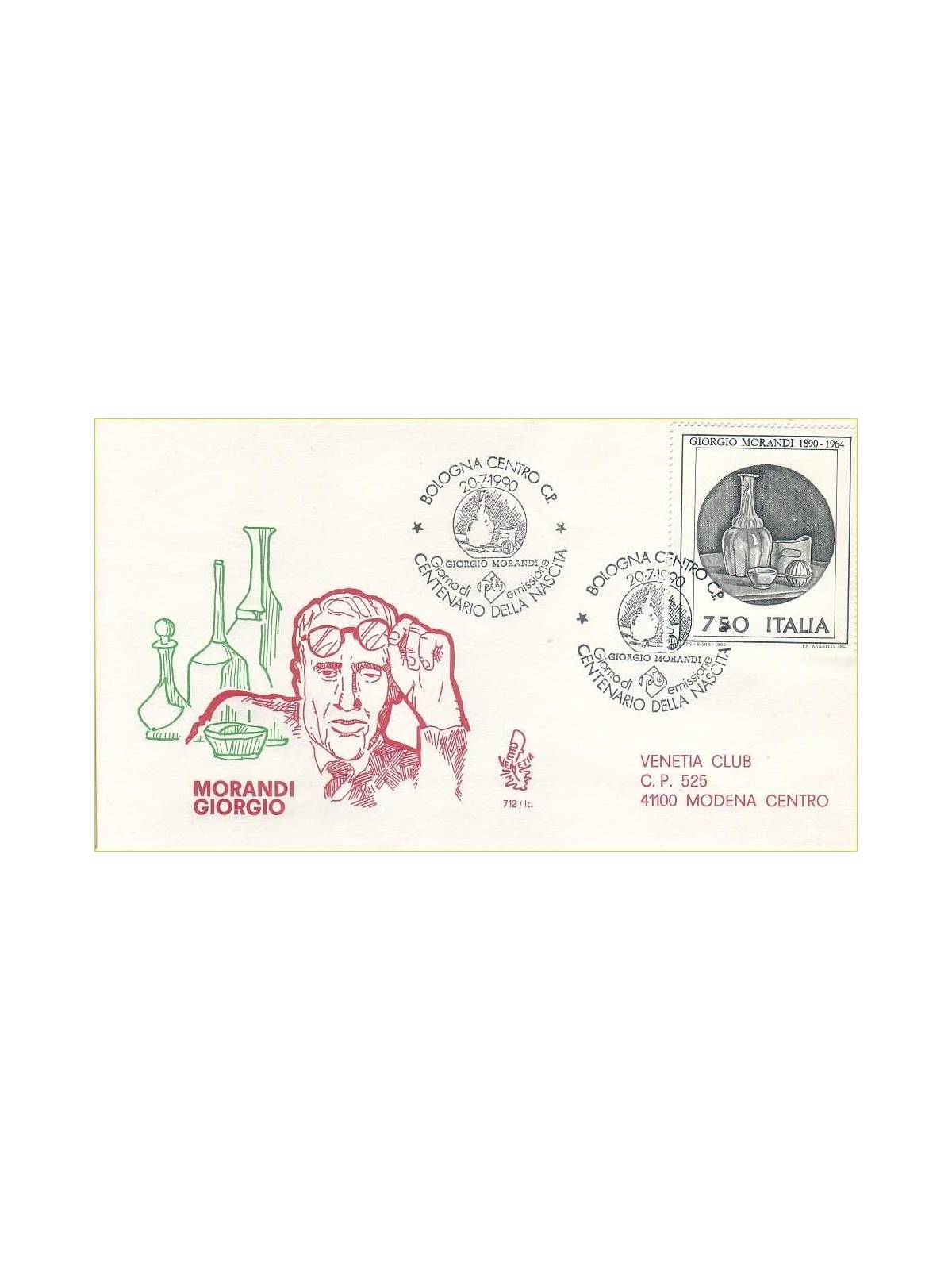 ITALIA 1990 FDC (Venetia) Giorgio Morandi