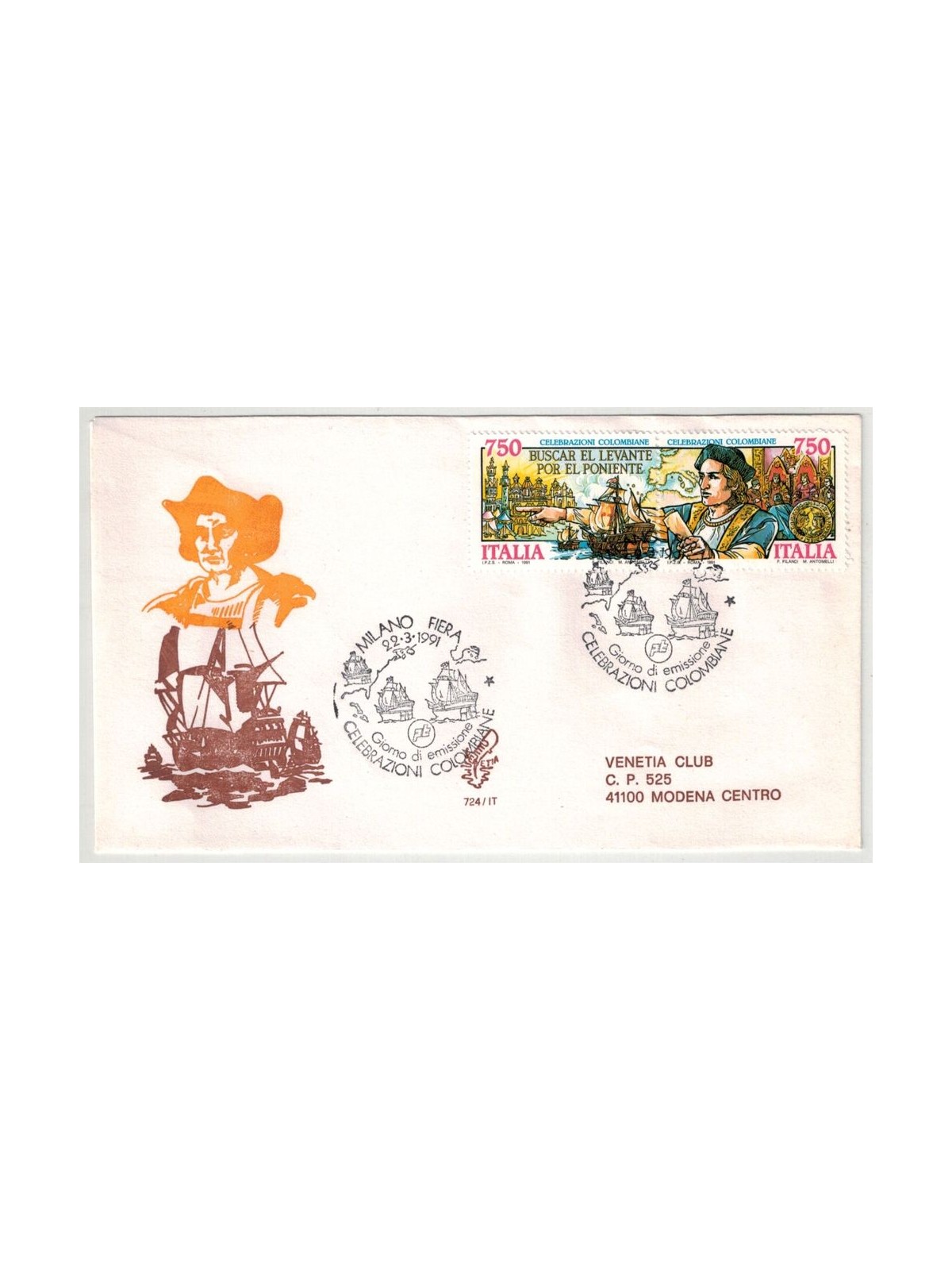 ITALIA 1991 FDC (Venetia) Celebrazioni colombiane