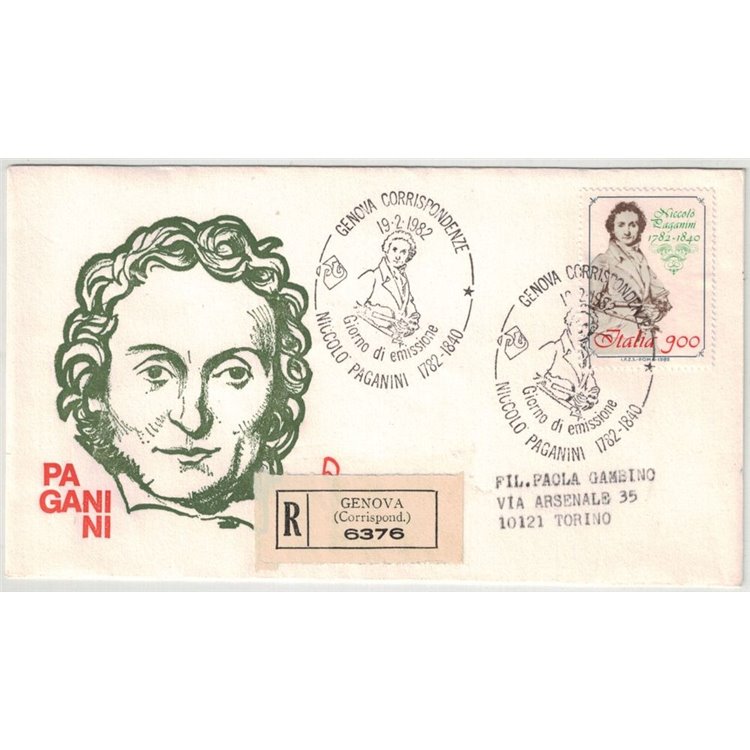 ITALY 1982 FDC (Venice) Niccolò Paganini collection