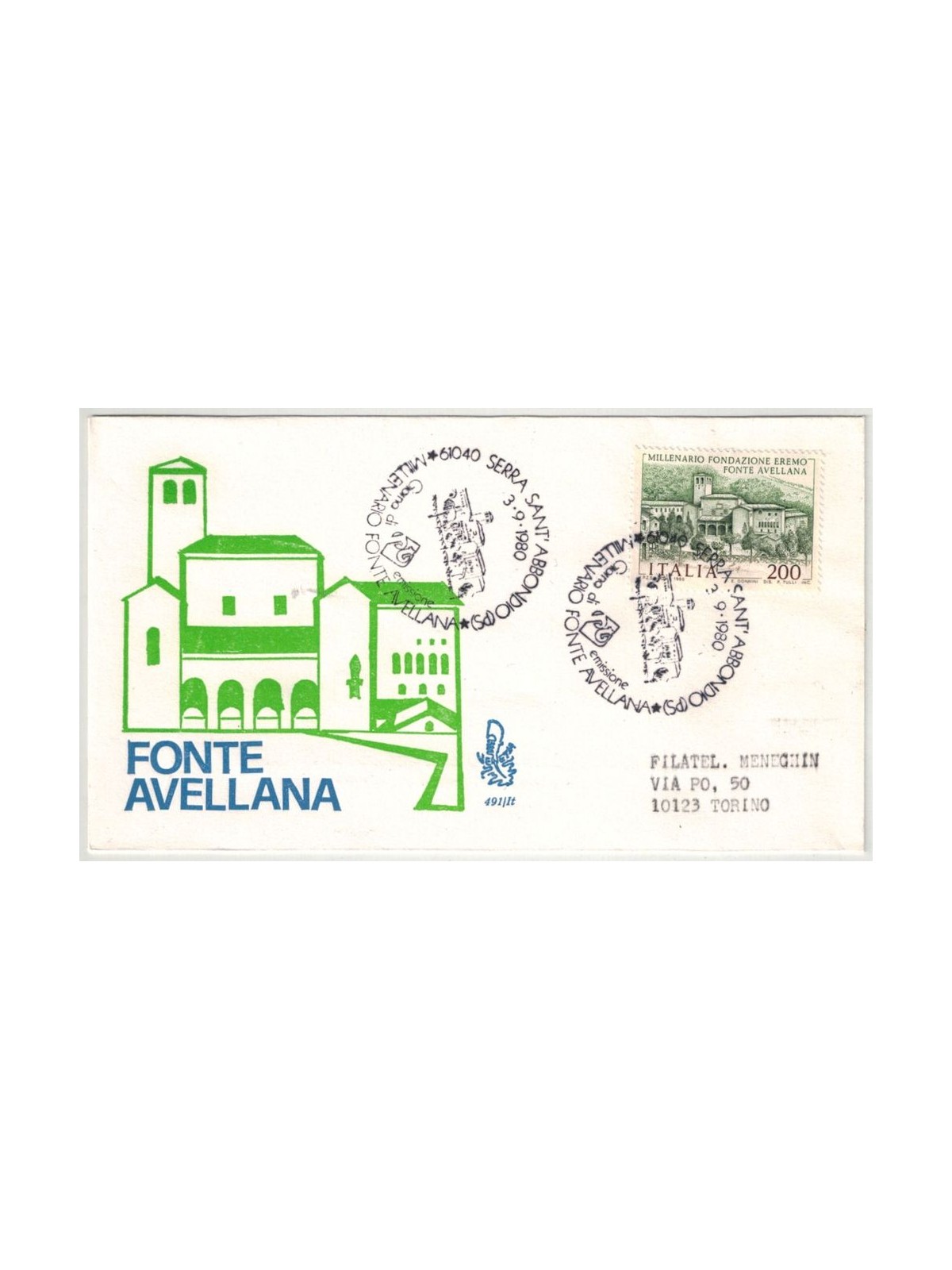 ITALY 1980 FDC (Venice) Fonte Avellana sp