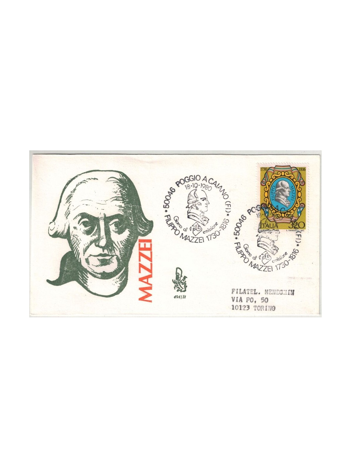 ITALY 1980 FDC (Venice) Filippo Mazzei sp