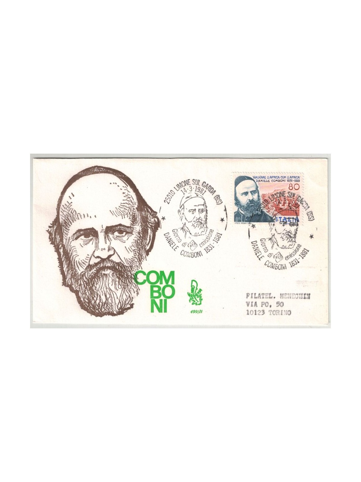 ITALIA 1981 FDC (Venetia) Daniele Comboni