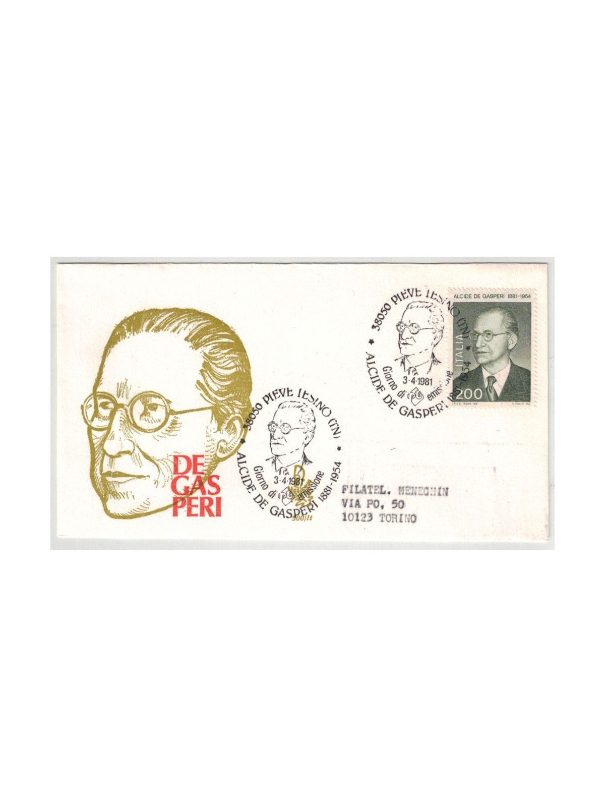 ITALIA 1981 FDC (Venetia) Alcide De Gasperi