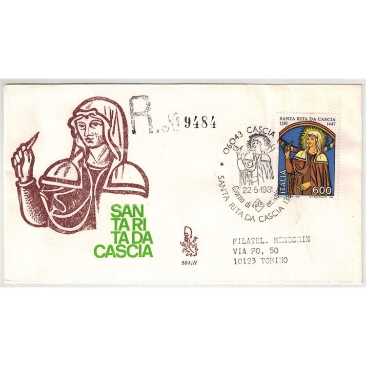ITALIA 1981 FDC (Venetia) Santa Rita da Cascia racc