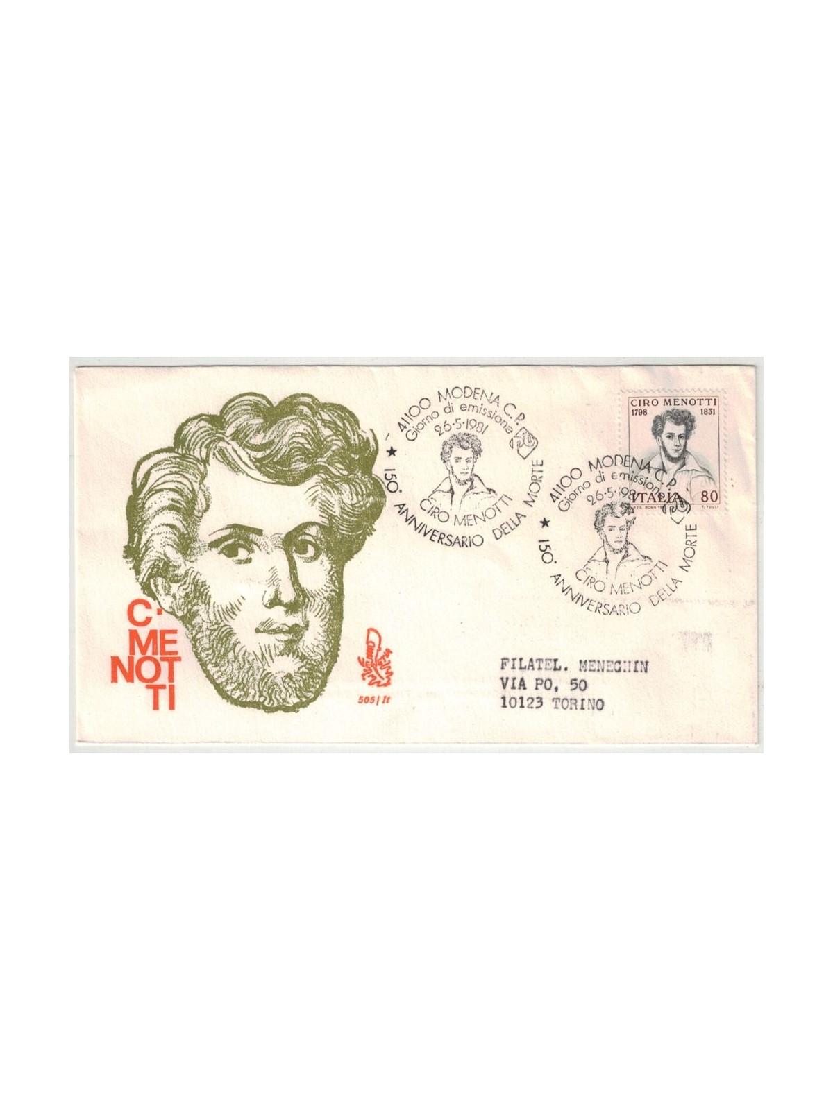 ITALIA 1981 FDC (Venetia) Ciro Menotti