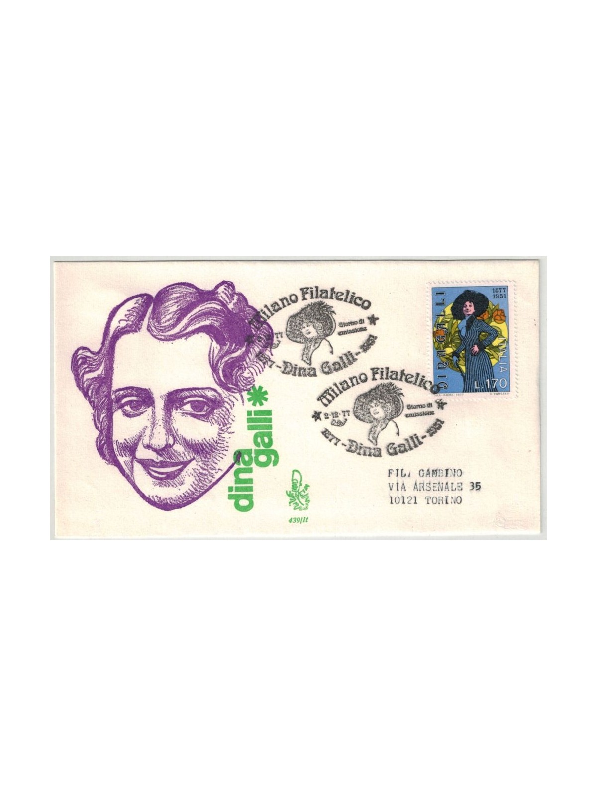 ITALY 1977 FDC (Venice) Dina Galli