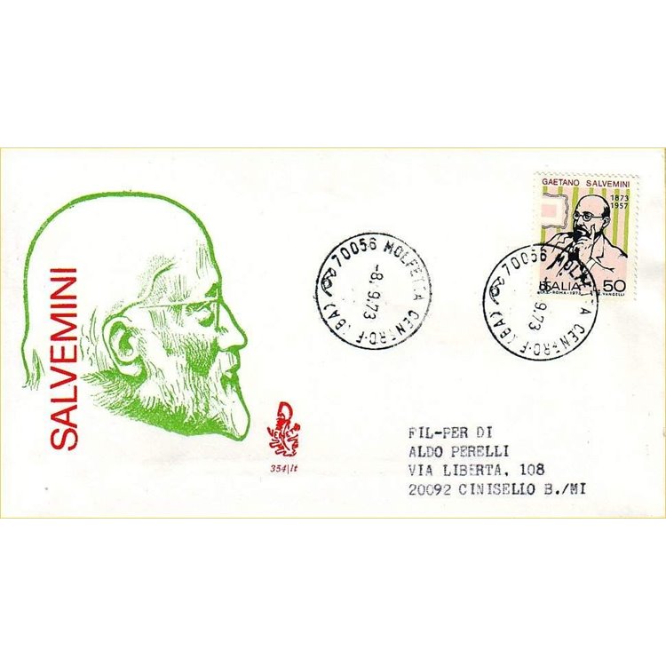ITALIA 1973 FDC (Venetia) Gaetano Salvemini