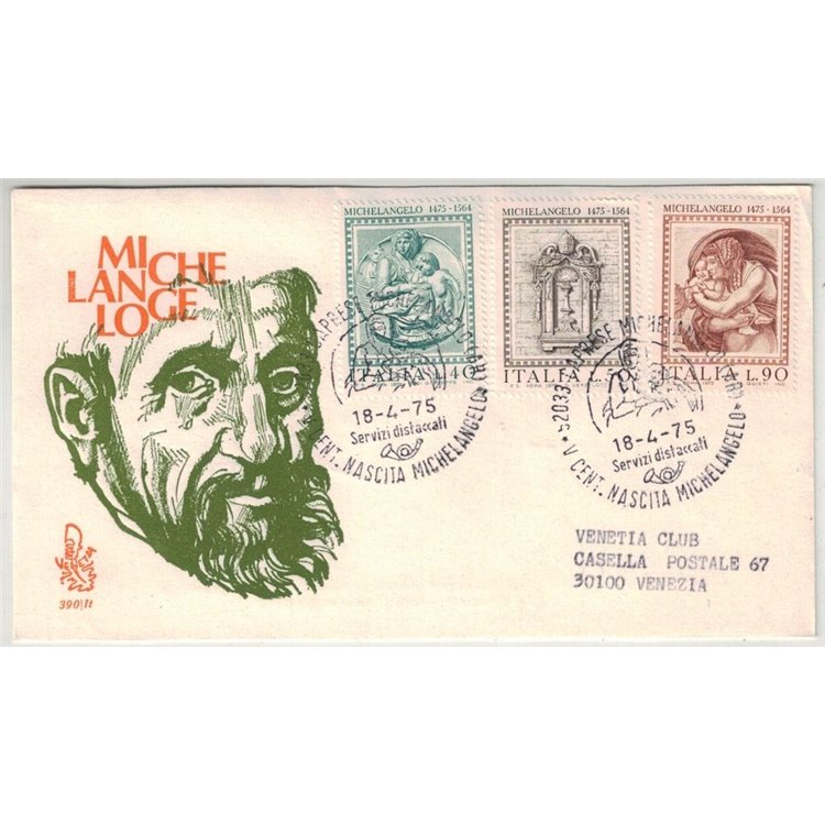 ITALIA 1975 FDC (Venetia) Michelangelo ord