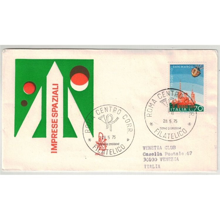 ITALIA 1975 FDC (Venetia) Imprese spaziali ord