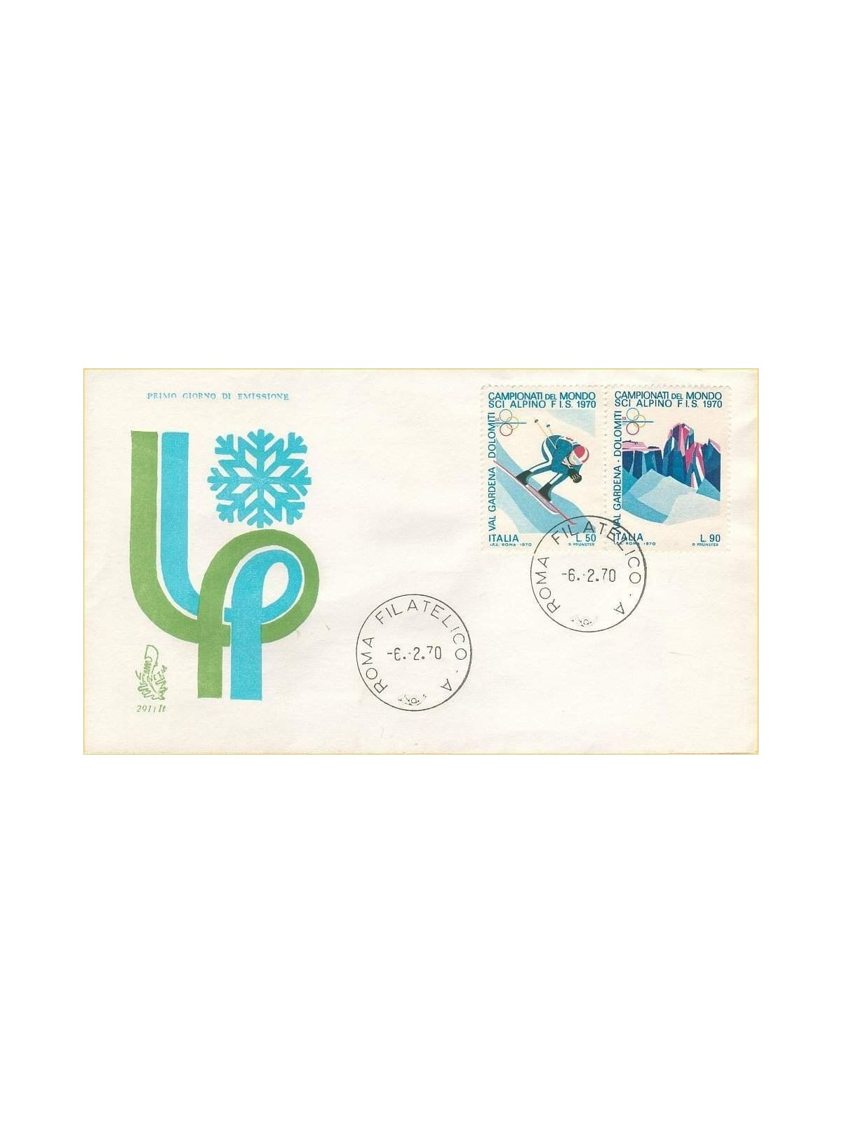 ITALIA 1970 FDC (Venetia) Sci alpino
