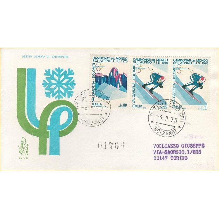 ITALIA 1970 FDC (Venetia) Sci alpino racc