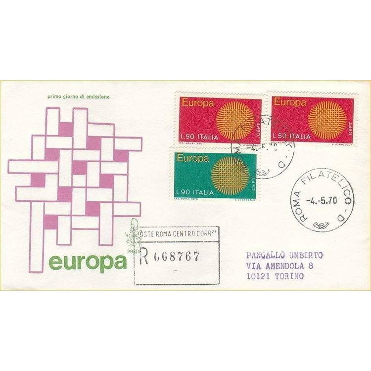 ITALIA 1970 FDC (Venetia) Europa Cept racc