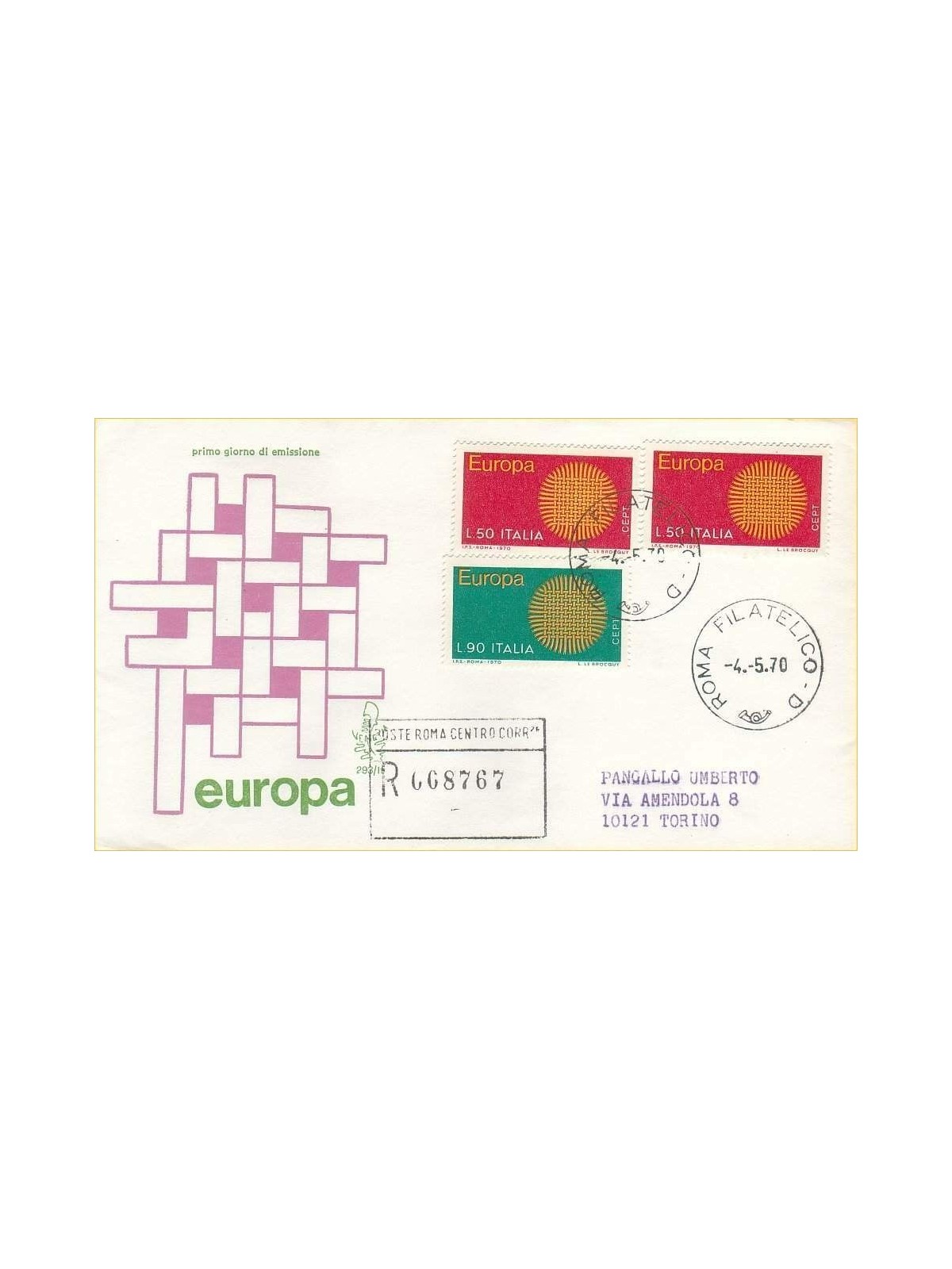 ITALIA 1970 FDC (Venetia) Europa Cept racc
