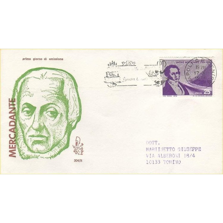 ITALY 1970 FDC (Venice) Saverio Mercadante amp