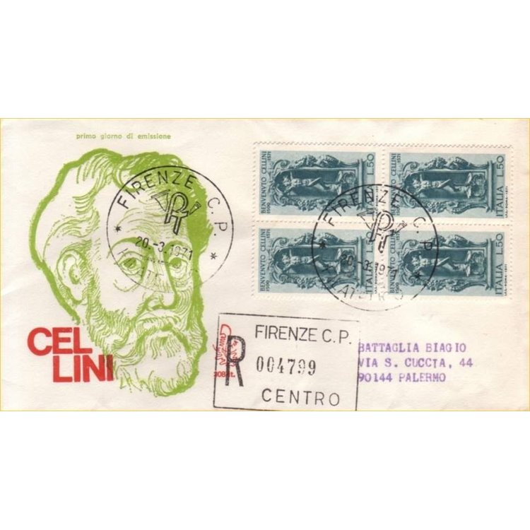 ITALIA 1971 FDC (Venetia) Benvenuto Cellini racc