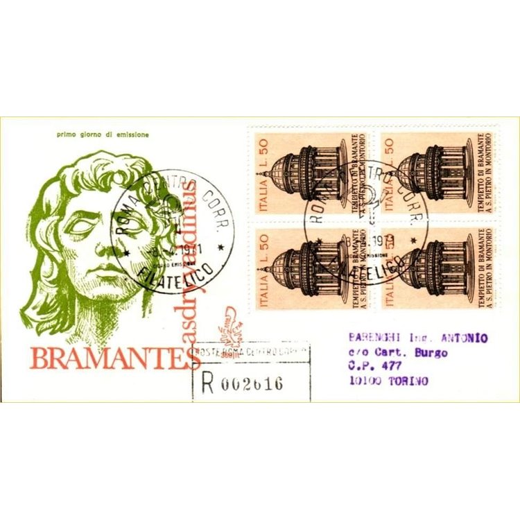 ITALY 1971 FDC (Venice) Bramante Temple collected