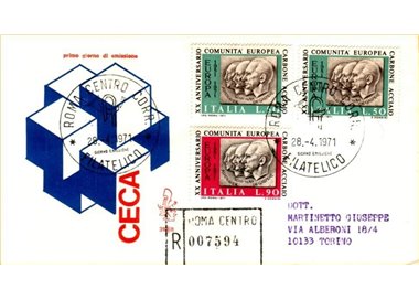 ITALIA 1971 FDC (Venetia) Ventennale CECA racc