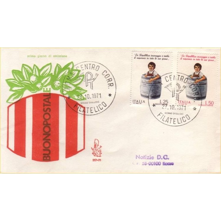 ITALY 1971 FDC (Venice) Postal Savings Ordinary
