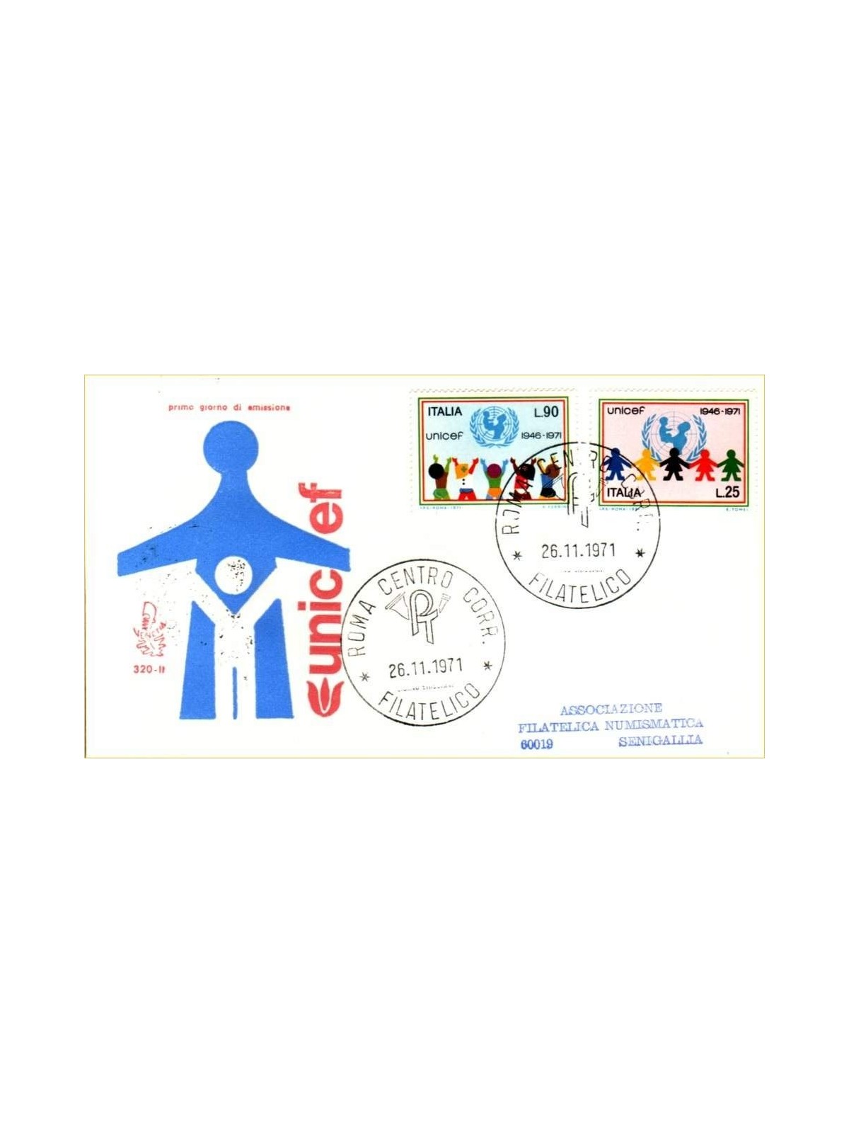 ITALY 1971 FDC (Venice) Anniversary Unicef ord