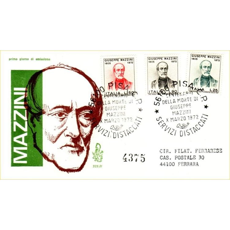 ITALIA 1972 FDC (Venetia) Giuseppe Mazzini racc