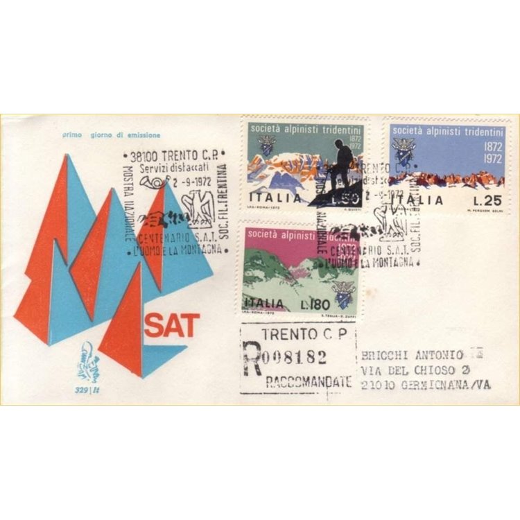 ITALY 1972 FDC (Venetia) Tridentine mountaineers racc tn