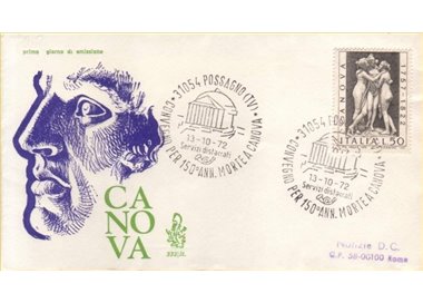 ITALIA 1972 FDC (Venetia) Antonio Canova