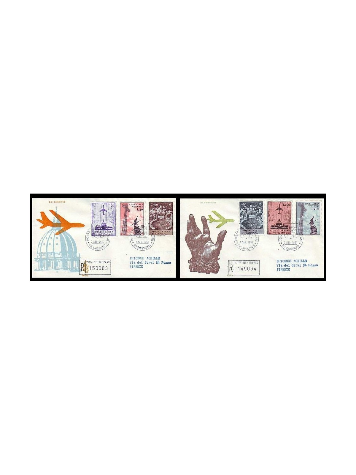 VATICAN 1967 FDC (Venice) Airmail registered