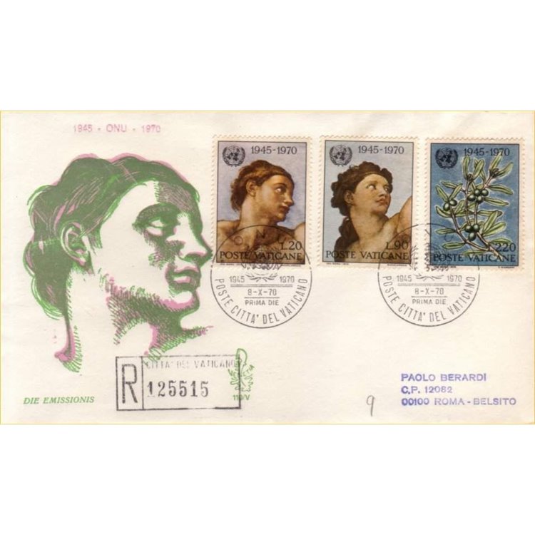 VATICANO 1970 FDC (Venetia) Anniversario ONU rac