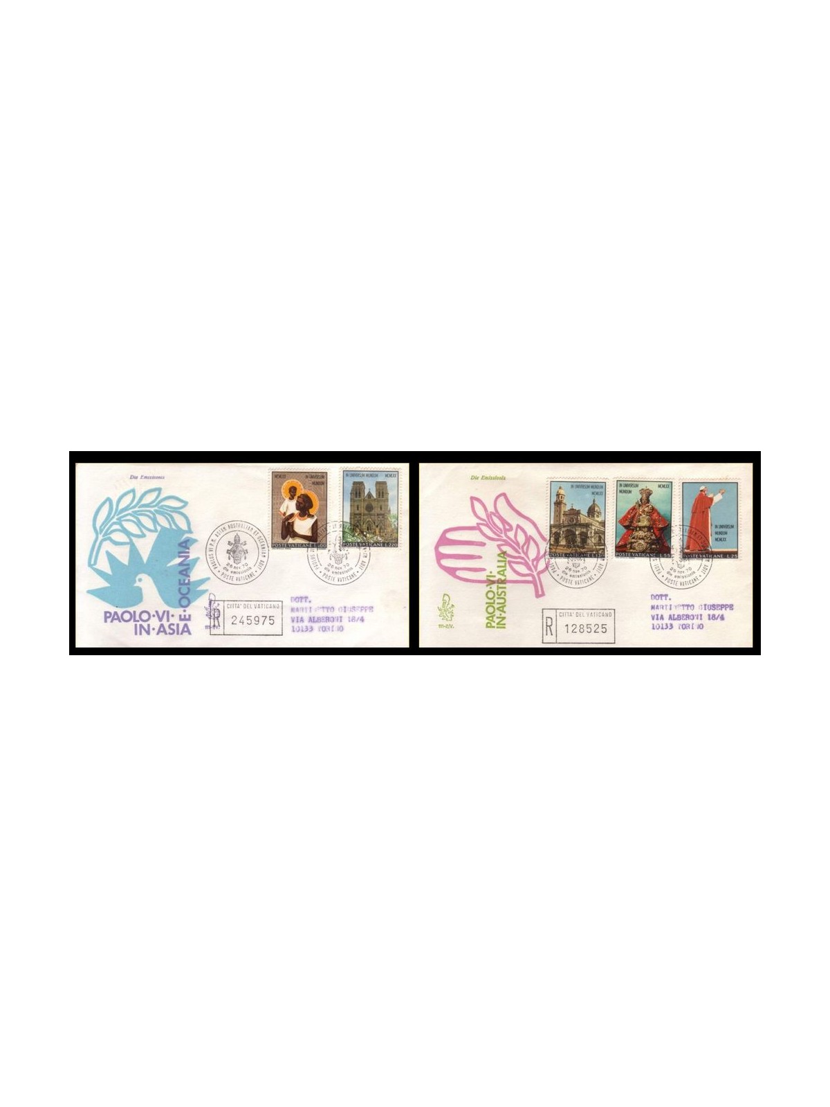 VATICANO 1970 FDC (Venetia) Viaggio di Paolo VI rac