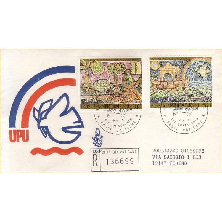 VATICAN 1974 FDC (Venetia) Centenary UPU rac