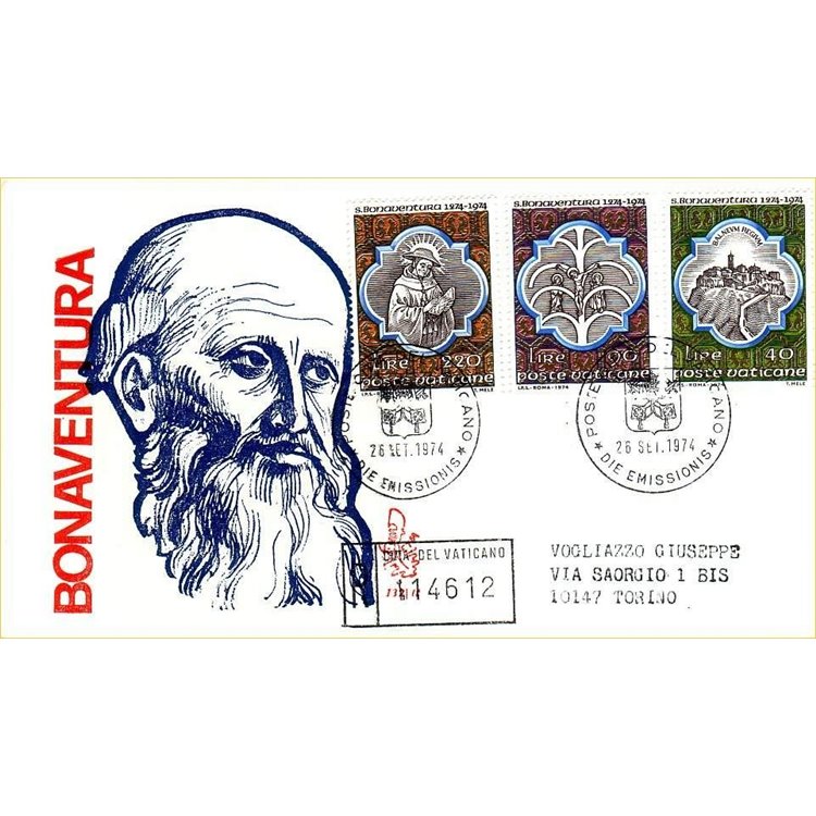 VATICANO 1974 FDC (Venetia) San Bonaventura rac