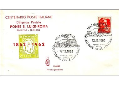 ITALIA 1962 FDC (Venetia) Diligenza postale Ponte S. Luigi-Roma