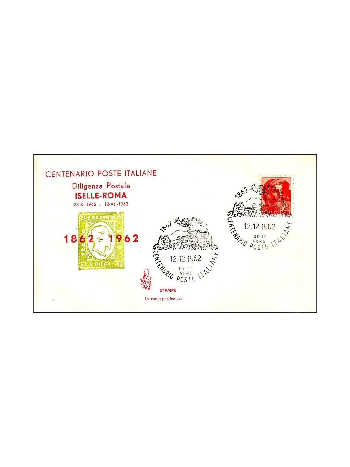 ITALY 1962 FDC (Venetia) Postal coach Iselle-Rome
