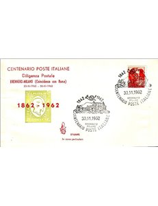 ITALIA 1962 FDC (Venetia) Diligenza postale Brennero-Milano