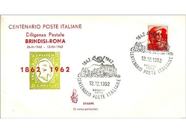 ITALIA 1962 FDC (Venetia) Diligenza postale Brindisi-Roma