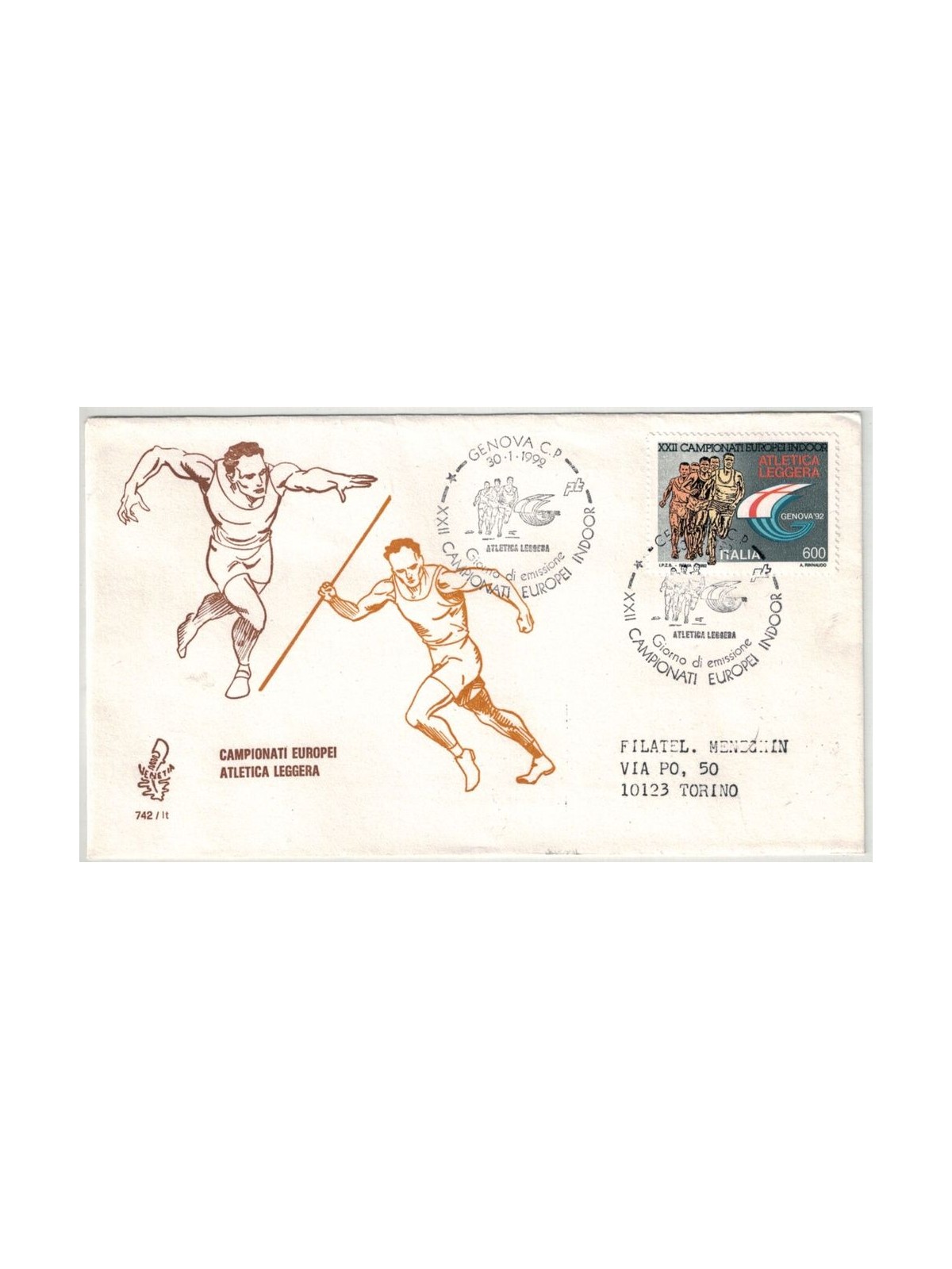 ITALIA 1992 FDC (Venetia) Atletica leggera