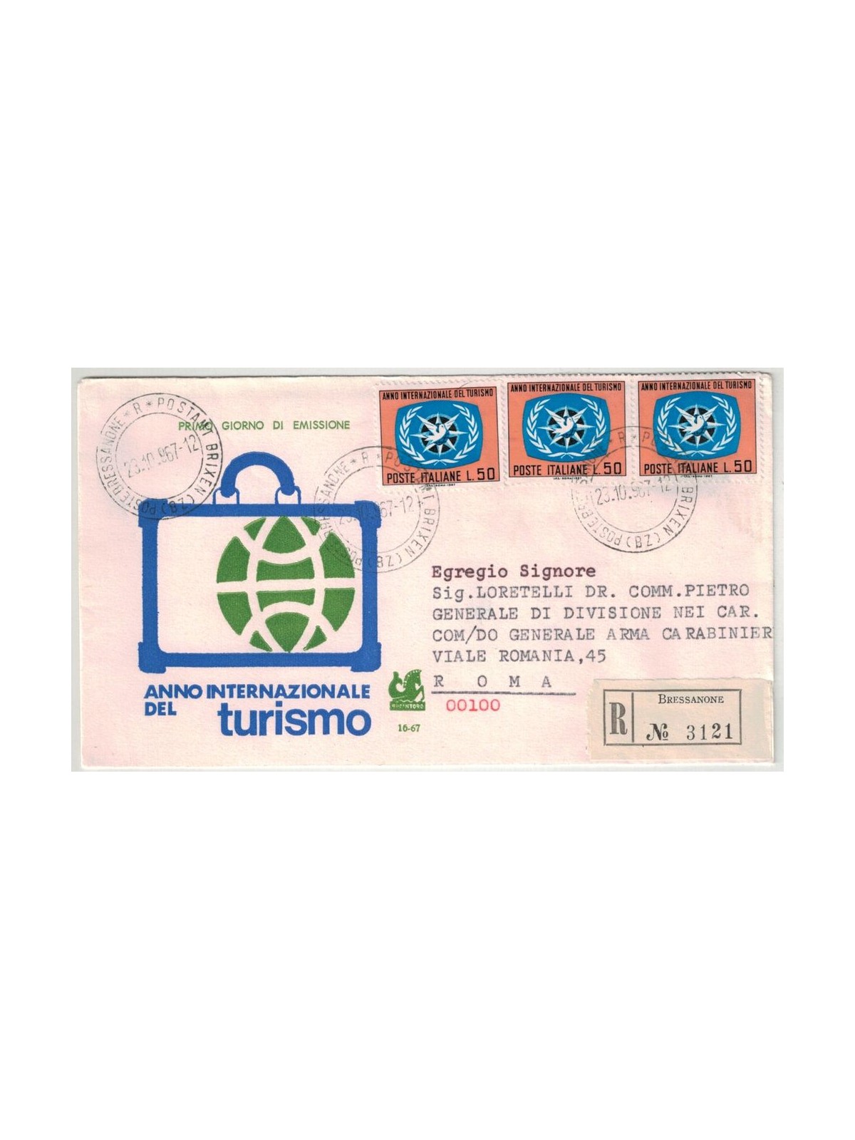 ITALY 1967 FDC (Bucintoro) Year of Tourism