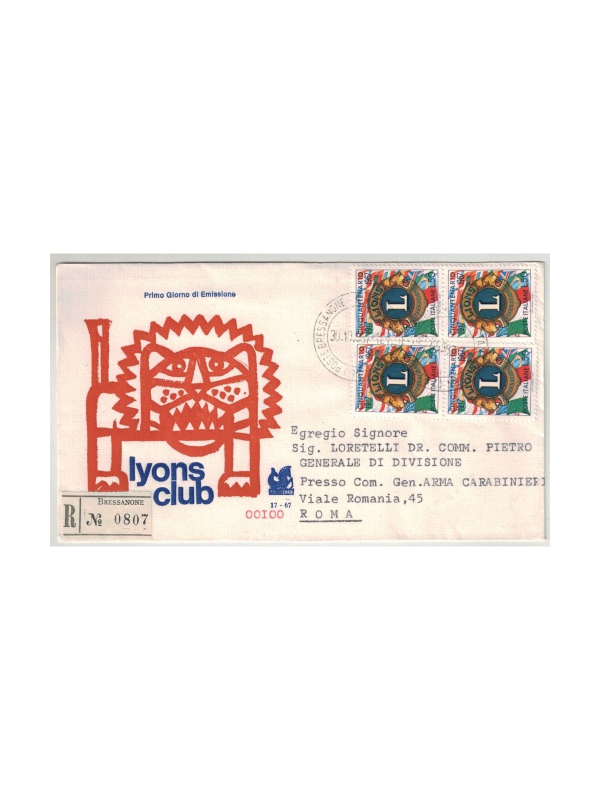 ITALIA 1967 FDC (Bucintoro) Lions club