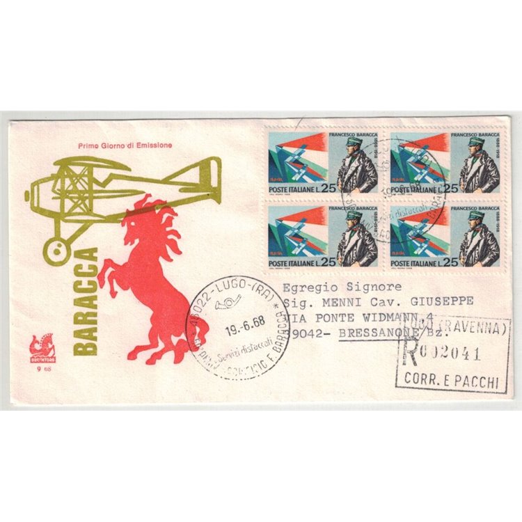 ITALIA 1968 FDC (Bucintoro) Anniversario Baracca