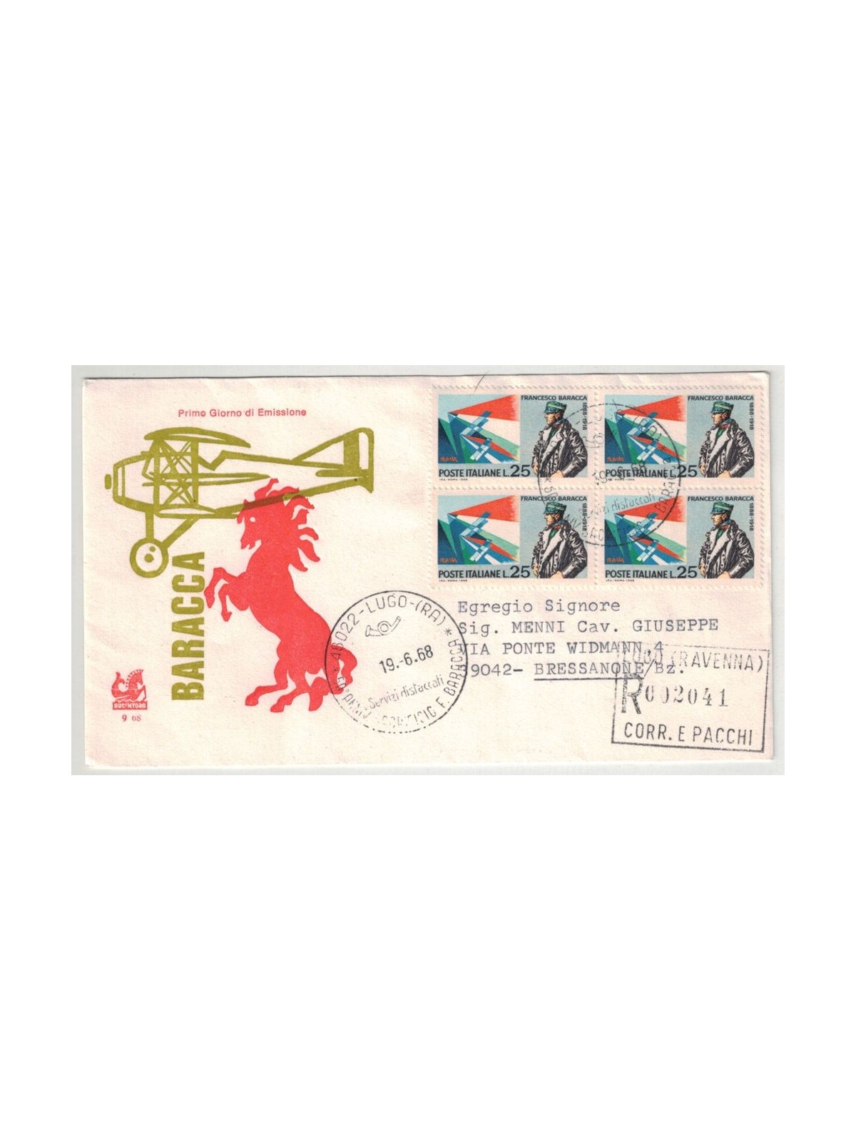 ITALY 1968 FDC (Bucintoro) Anniversary Baracca