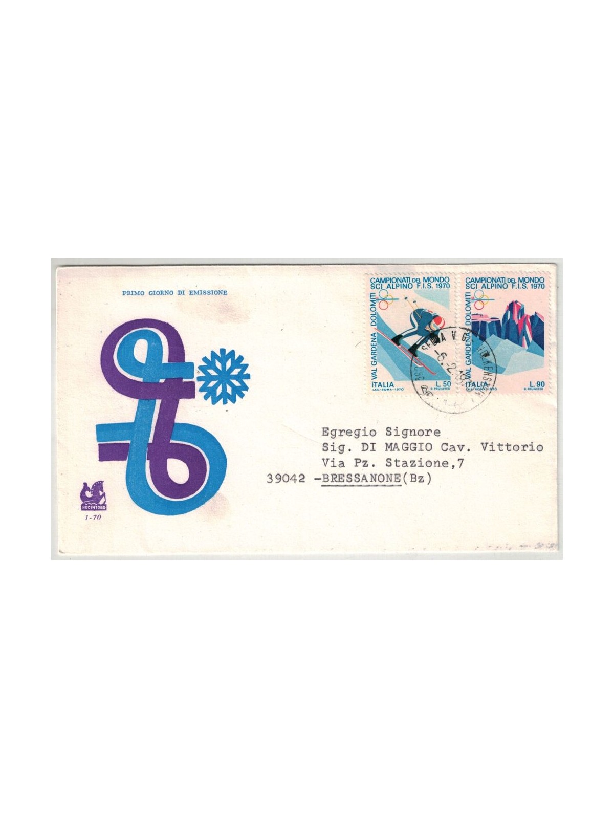 ITALY 1970 FDC (Bucintoro) Alpine Skiing