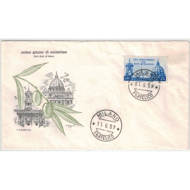 ITALY 1959 FDC (Filagrano) Lateran Pacts