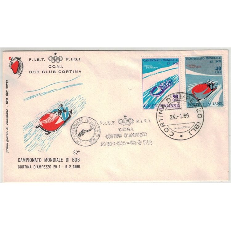 ITALIA 1966 FDC (Filagrano) Campionati di bob