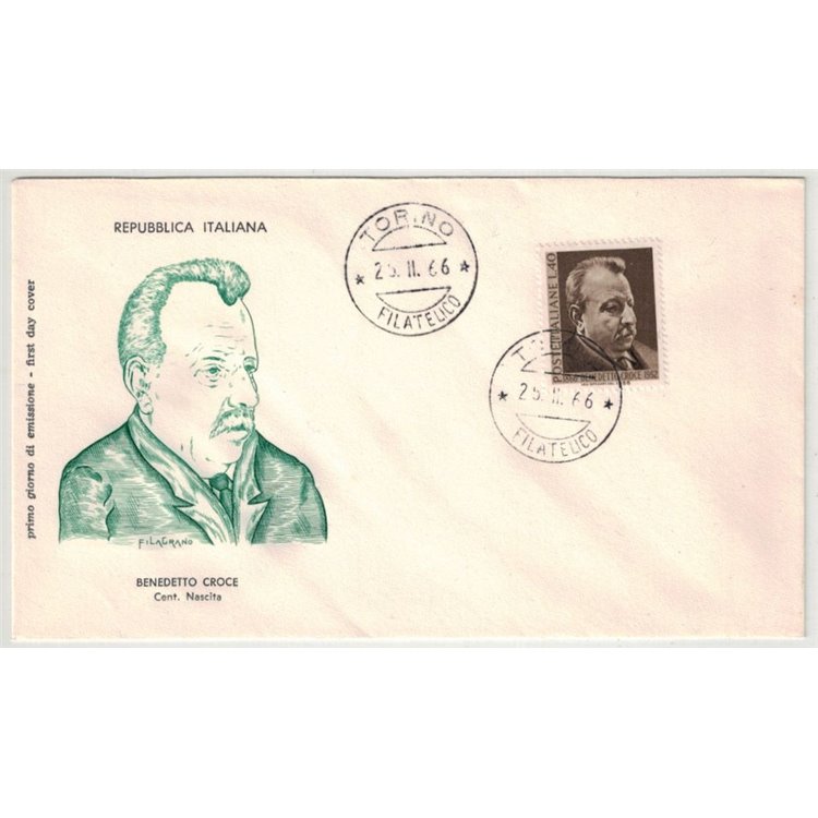 ITALY 1966 FDC (Filagrano) Benedetto Croce