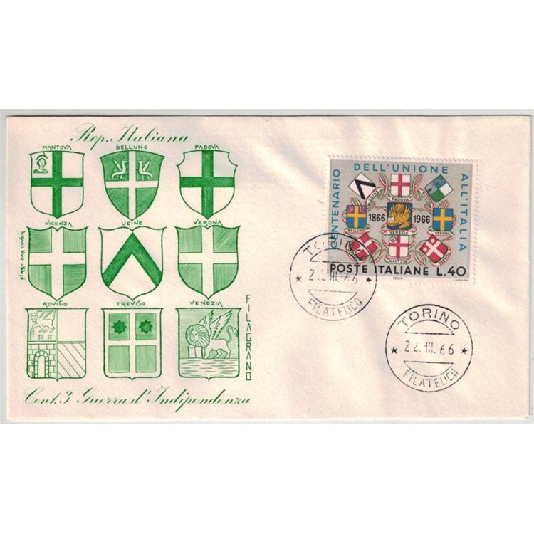 ITALY 1966 FDC (Filagrano) Union of Veneto