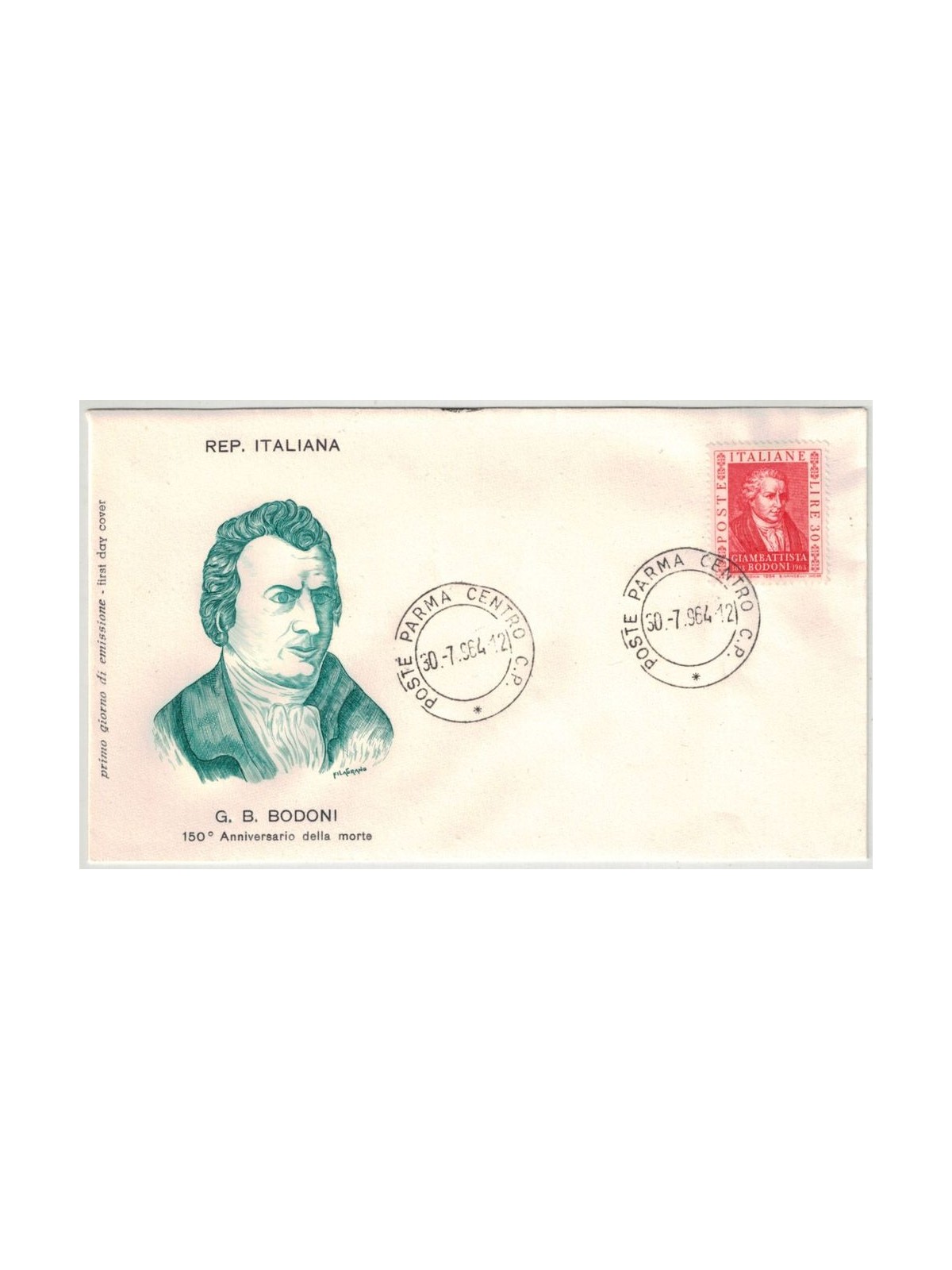 ITALY 1964 FDC (Filagrano) Giambattista Bodoni