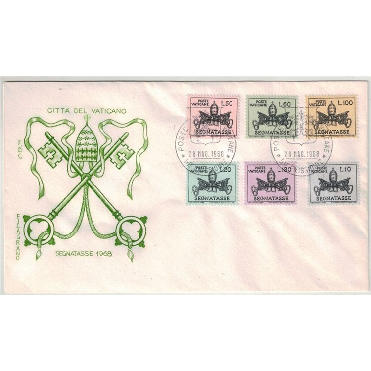 FDC VATICANO 1968 Segnatasse 1 Busta Filagrano