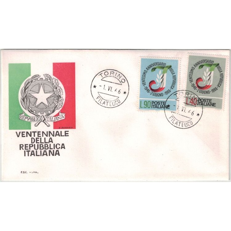 ITALIA 1966 FDC (Roma) Ventennale repubblica
