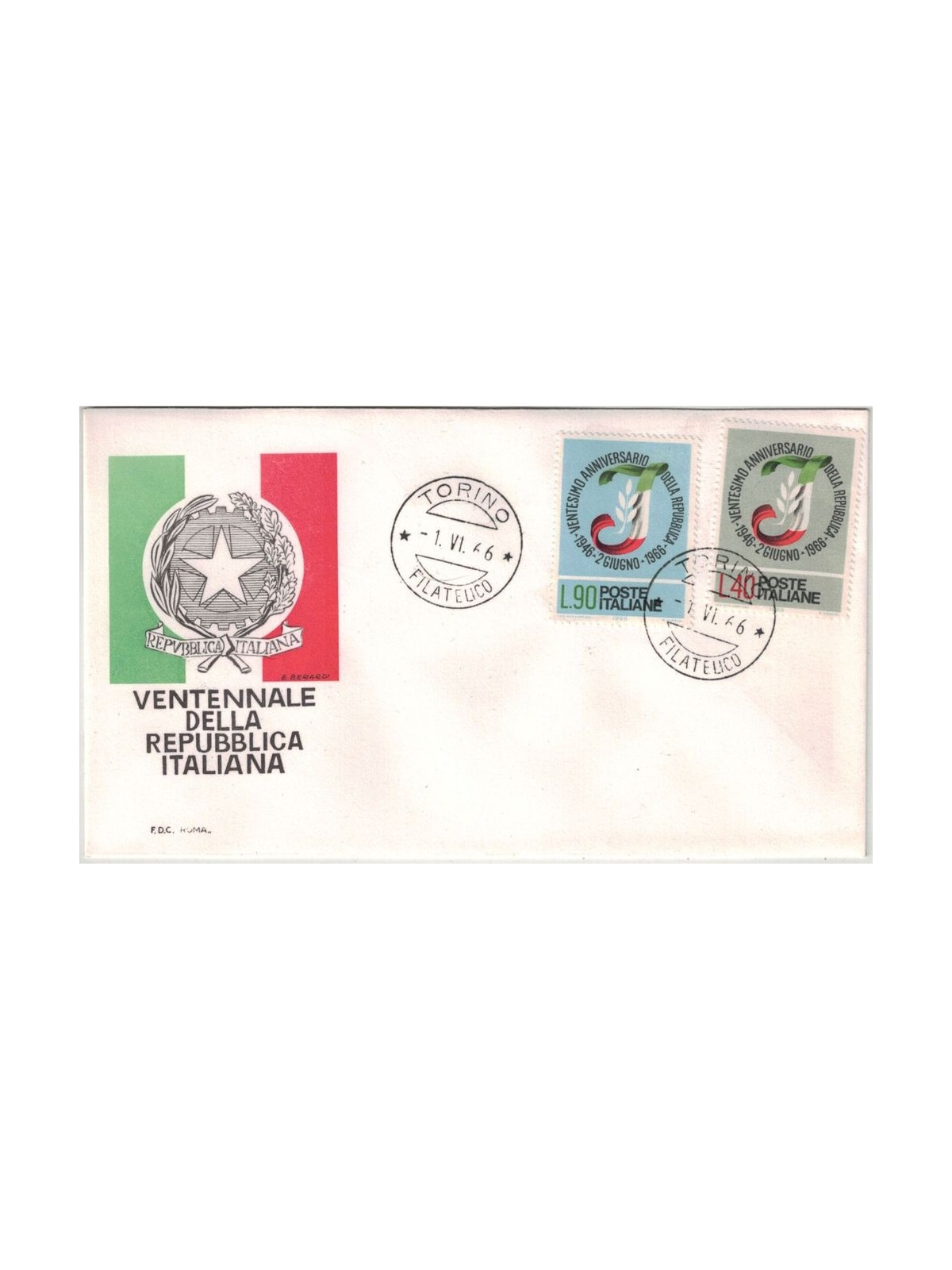 ITALIA 1966 FDC (Roma) Ventennale repubblica